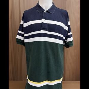 Bud Light Nautica Promo Polo Shirt Mens Large Blue Green Stripe Beer Merch